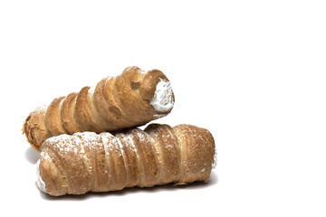 foam rolls traditional sweet dessert white background