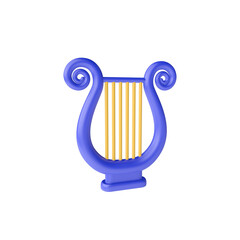3d render illustration musical instrument lyre. Modern trendy design. Simple icon for app and web. Isolated on white background.