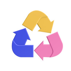 3d render illustration of waste recycling. Ecology theme. Modern trendy design. Simple icon for web and app. Isolated on background.