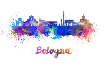 Bologna skyline in watercolor - obrazy, fototapety, plakaty