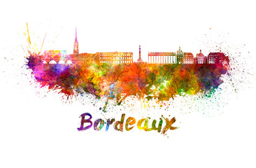 Fototapeta na wymiar Bordeaux skyline in watercolor
