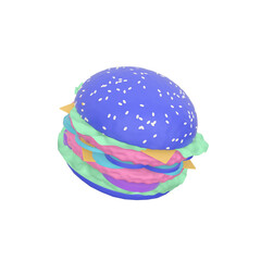 3d render illustration of hamburger. Modern trendy design. Simple icon for web and app. Isolated on background.