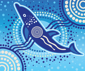 Aboriginal style of dot dolphin artwork © rashmisingh