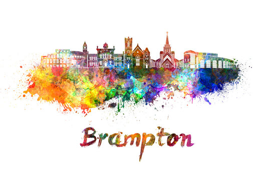 Brampton skyline in watercolor