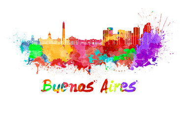 Buenos Aires skyline in watercolor