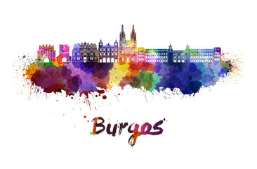 Burgos skyline in watercolor