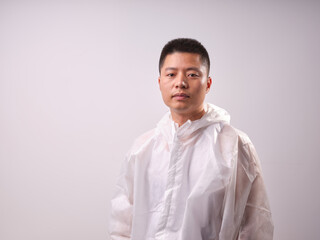 A man in protective clothing ...