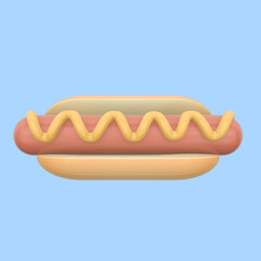 3d render illustration of 
Hot Dog. Modern trendy design. Simple icon for web and app.