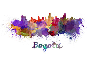 Bogota skyline in watercolor