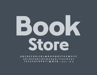 Vector modern Sign Book Store. Minimalistic stylish Font. Abstract Alphabet Letters and Numbers set