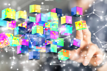 data Connecting lines and dots.Big data visualization