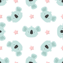 Seamless pattern with cute koalas and stars © danceyourlife