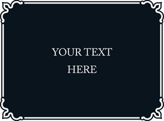 Vector border frame. Background or album page. Simple rectangular horizontal blackboard with chalk sign, billboard, web banner, card, plaque, signboard, sticker or label 