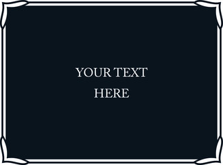 Vector border frame. Background or album page. Simple rectangular horizontal blackboard with chalk sign, billboard, web banner, card, plaque, signboard, sticker or label 