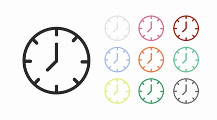 Time Icon Set. Set of clock vector illustration in different colors