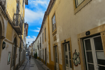 Fototapeta na wymiar Denkmalgeschützte Architektur in der Altstadt von Tomar, Portugal