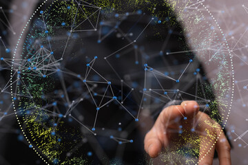 Neural network concept. Connected cells with links.