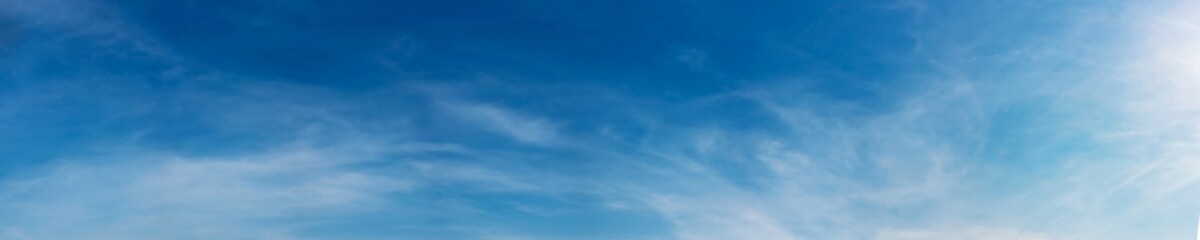 Panorama sky with cloud on a sunny day. Beautiful cirrus cloud.
