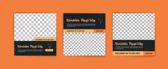 Social media post template for ramadan month promotion sale.