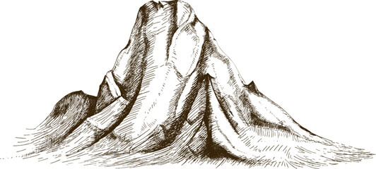 Mountain Top or Summit Hand Drawn Illustration © Good Studio