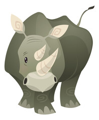 Rhino character. Big safari rhinoceros. Wild animal