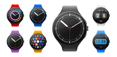 Circle Smart Watch Realistic Set