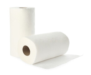 Rolls of paper towels isolated on white