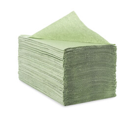 Stack of paper towels isolated on white