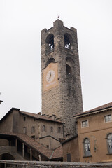 old beautiful architecture of italian city bergamo tower