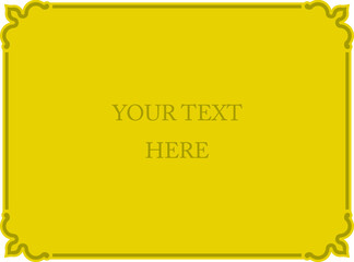Vintage yellow gold vector background with simple thin border frame. Retro style poster, sign, sticker, label, or invitation card