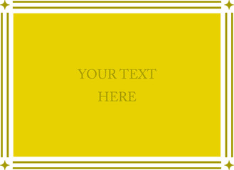 Obraz premium Vintage yellow gold vector background with simple thin border frame. Retro style poster, sign, sticker, label, or invitation card