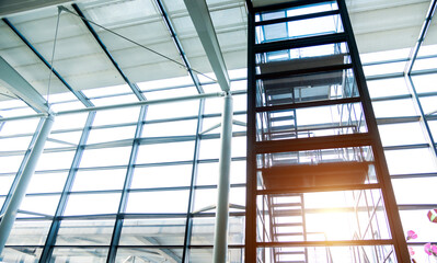 Staircase with window in a modern office building