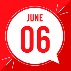 A vector illustration with text: June 6 st day. White balloon on a red backgound.