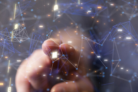 Global world network and telecommunication on earth cryptocurrency and blockchain and IoT