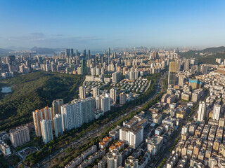 Aerial view of Skyline in Shenzhen city in China