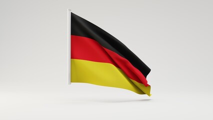 National banner flag of Deutschland waving in the wind isolated on white background. 3d realistic fabric rendering illustration