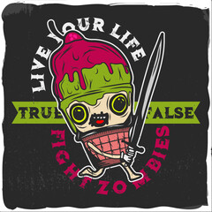 Ice cream warrior with swords, t-shirt design