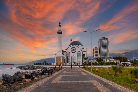 Nihal Atakas Mosque view in Iskenderun Town of Turkey