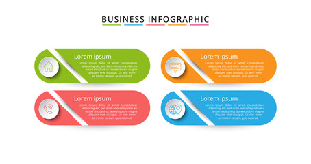 Business Infographic design with icons and 4 options or steps and scratch effect. infographics for business concept.