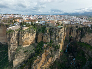 Vista aérea del centro histórico del municipio de Ronda en la provincia de Málaga, España