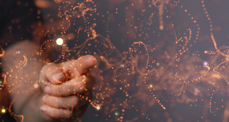 Concept of internet network. double exposure