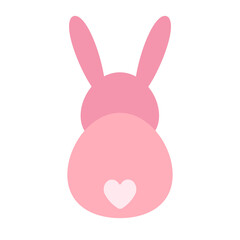 Vector flat bunny rabbit back isolated on white background
