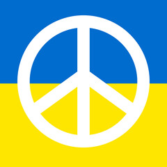 Vector flat peace sign on Ukrainian flag