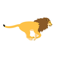 Vector flat running lion isolated on white background