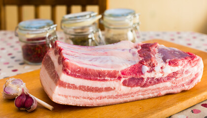 fresh piece of lard ready for salting