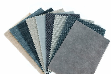 closeup of fabric swatches choice for interior design