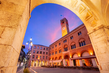 Treviso, Italy. Cityscape image of historical center of Treviso, Italy with old square at sunrise.