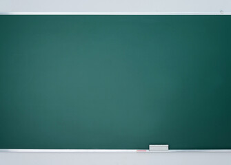 Blank blackboard with chalk and eraser