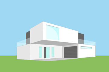 Architectural sketch of a modern exclusive house. Construction perspective architecture art background