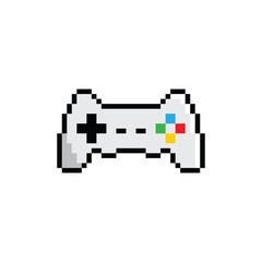 pixel gamepad icon vector. pixel art joystick sign for 8 bit games © veronchick84
